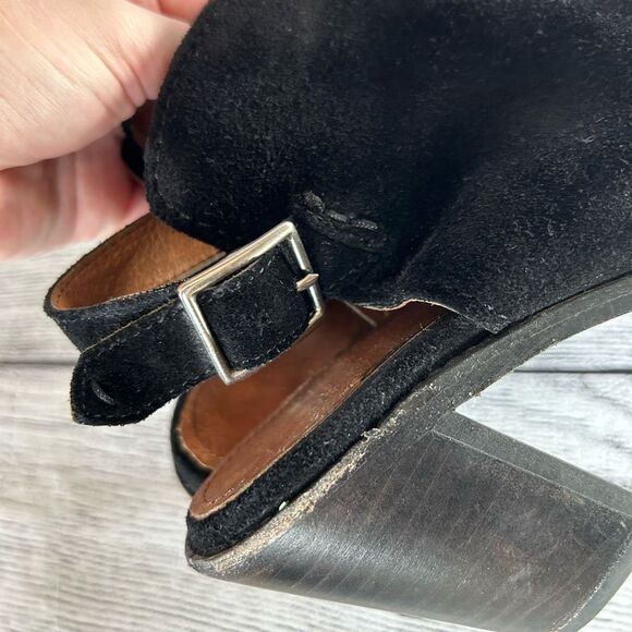 Frye Courtney Slingback black peep toe heeled sandals size 8 B - Picture 10 of 12